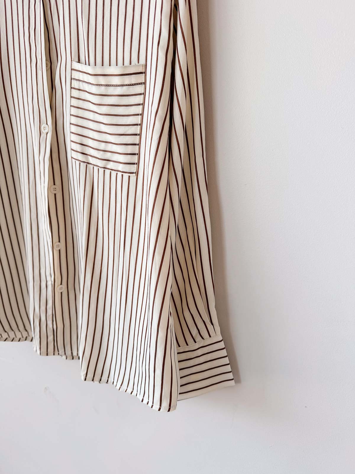 Women's Silky Shirt | Butter/Choc Stripe