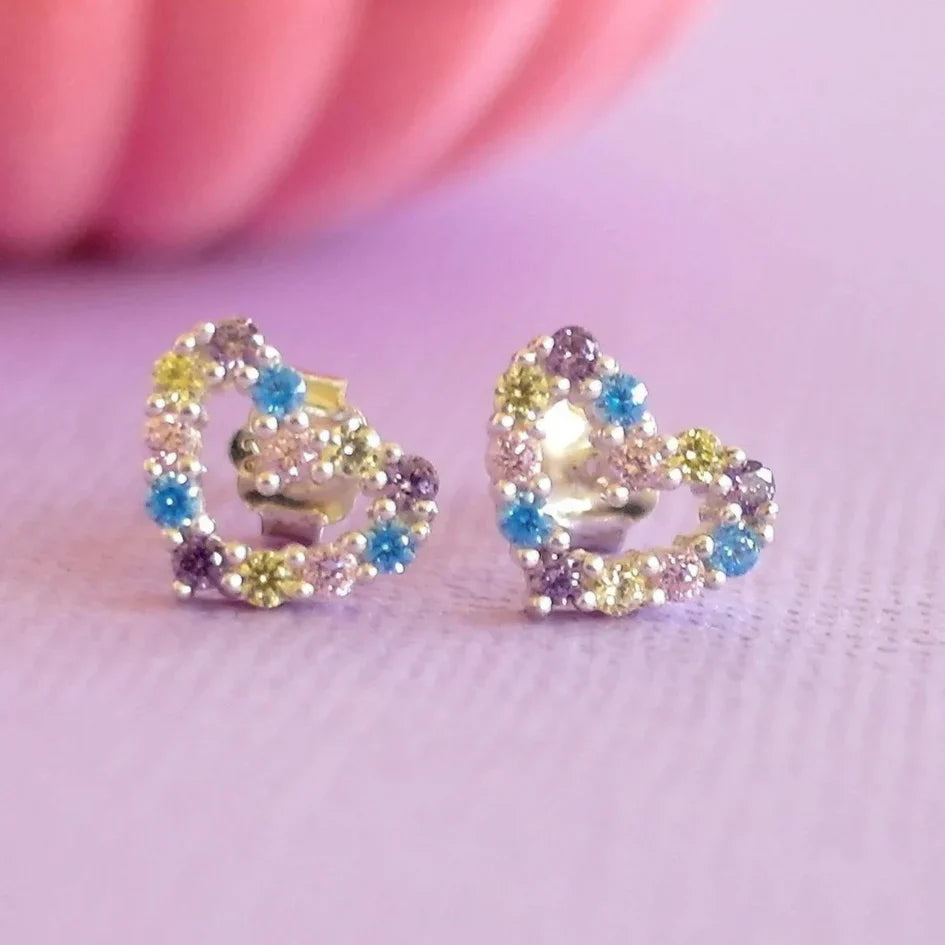 Kids Earrings | Rainbow connection Heart