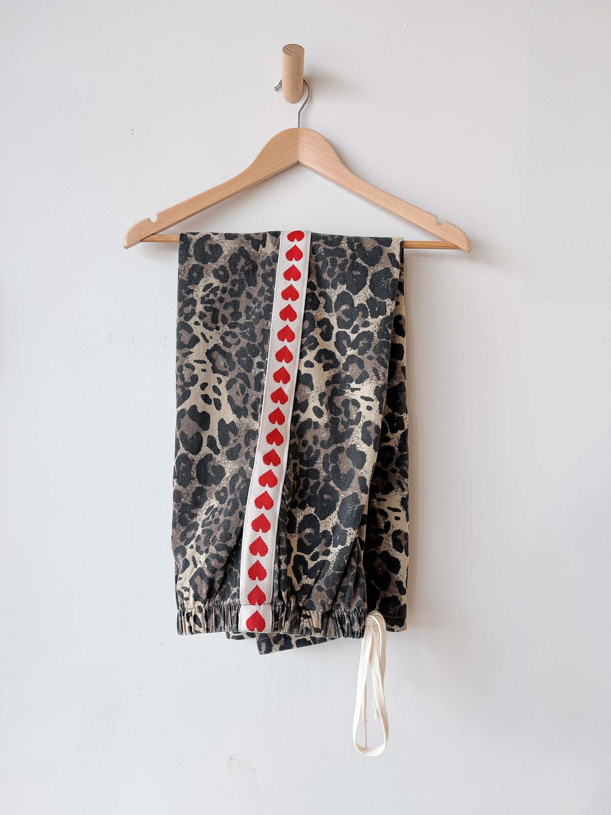 Women's Denim Pants | Leopard/ Red Heart Trim