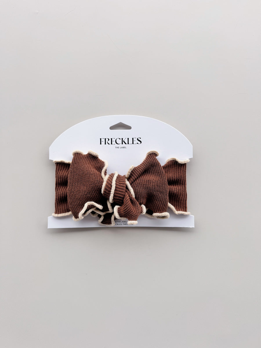 Knit Frill Baby Headband | Chocolate/Oat