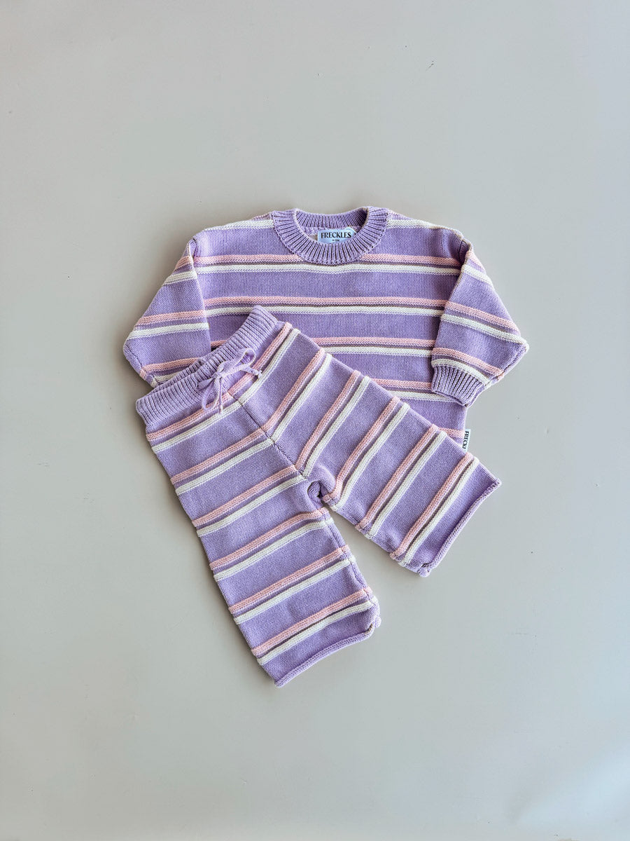 Raised Stripe Knit SET | Aster/Sweetpea/Snow