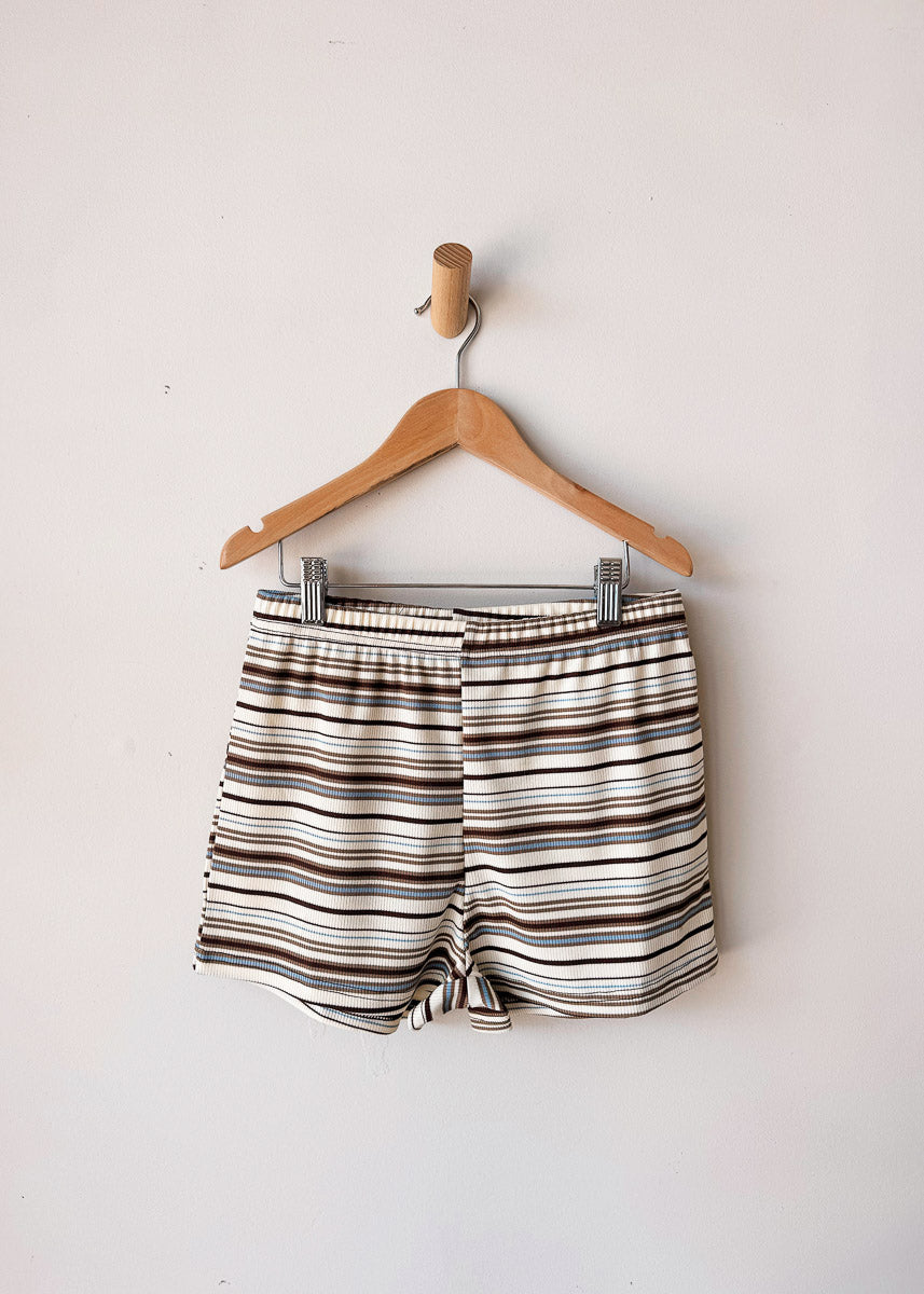 Women's Ribbed Mini Shorts | Beige/Brown/Blue