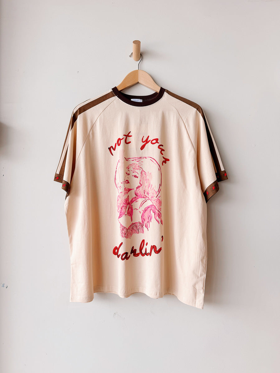 Womens SS Tee | Not Your Darlin' | Beige/Choc
