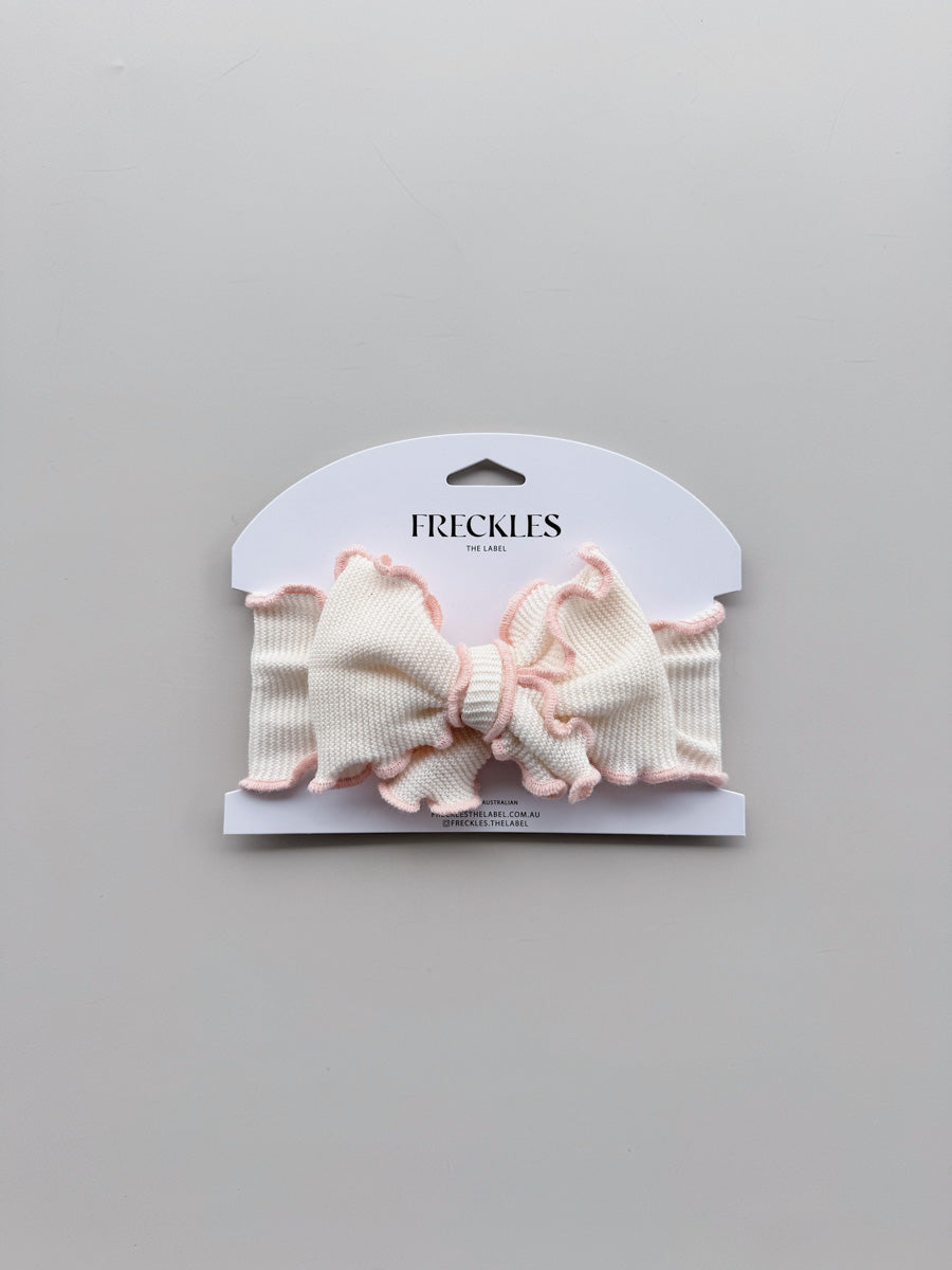 Knit Frill Baby Headband | Snow/Sweetpea