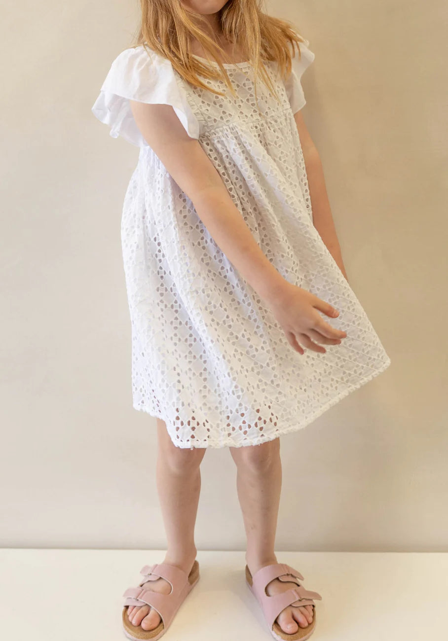 Flutter Shoulder Dress | Shell Broderie