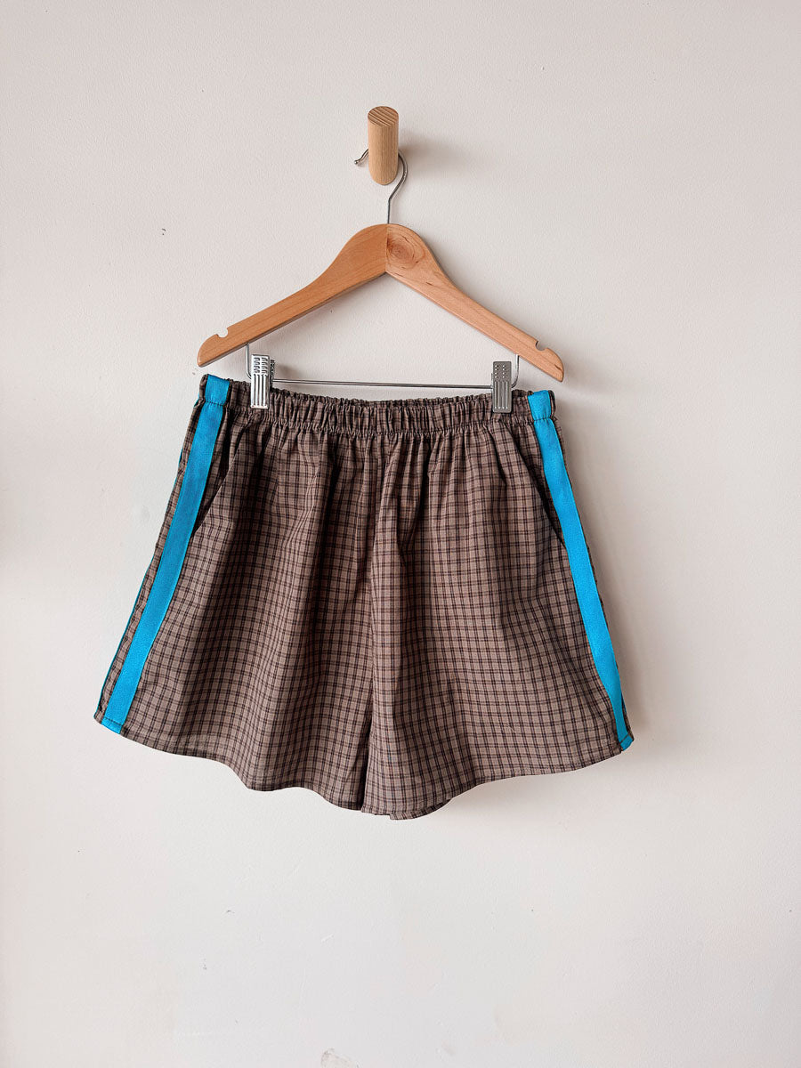 Women's Shorts | Gingham/Blue Race Stripe