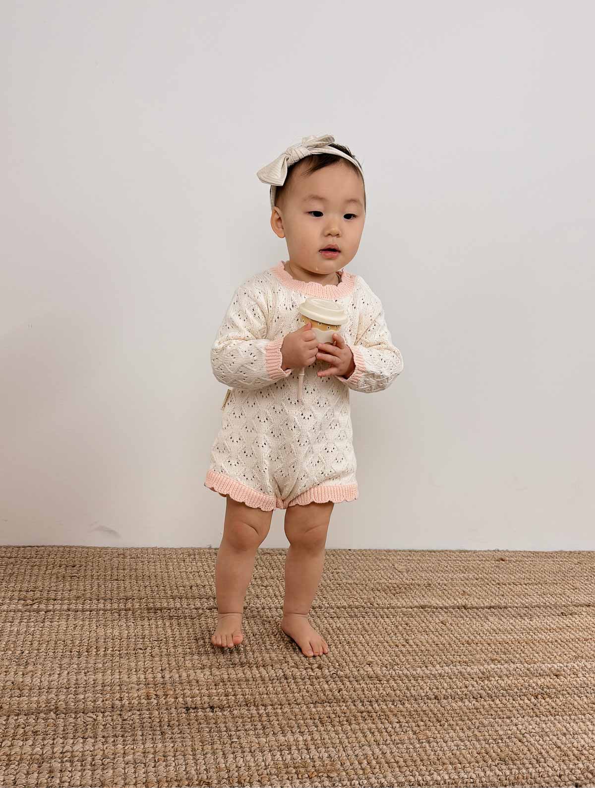 Mila Scollop Romper | Cream Blossom