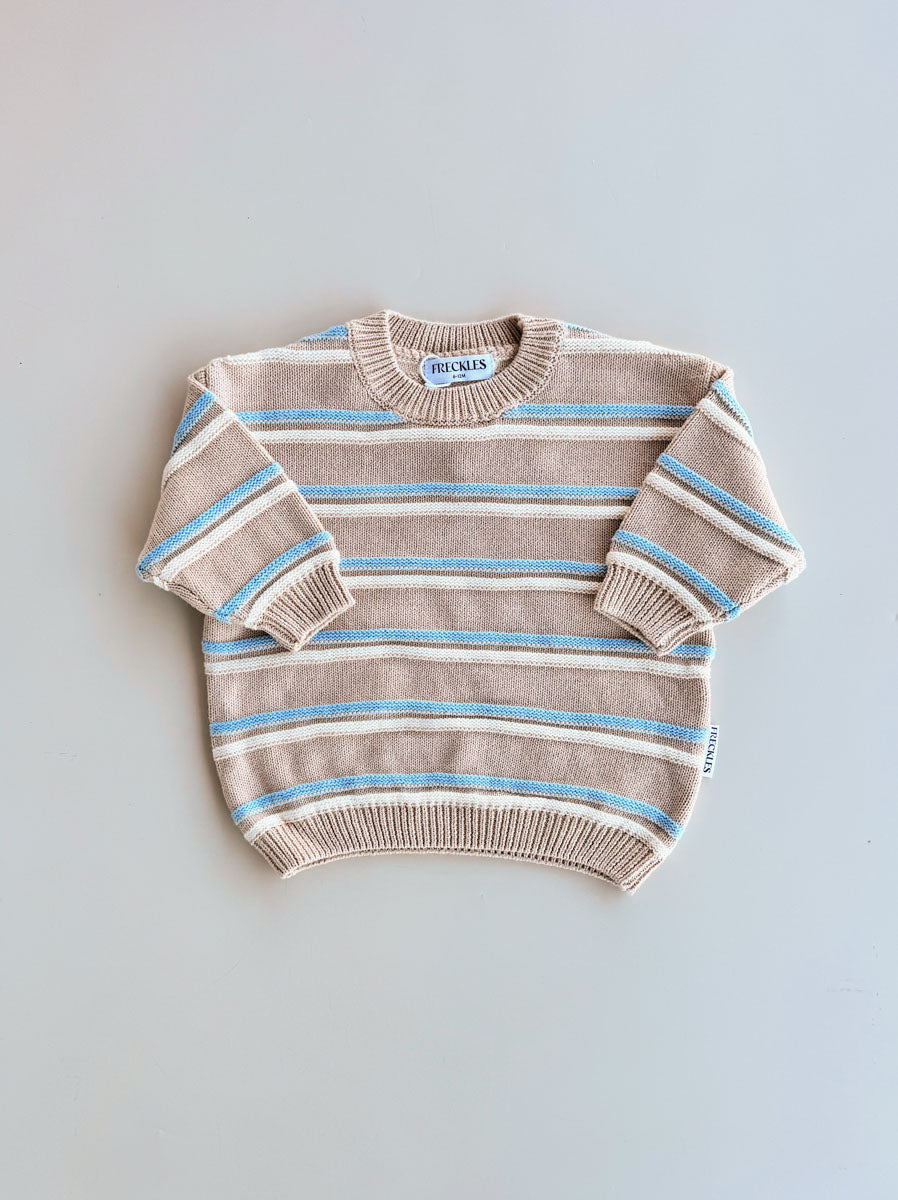 Raised Stripe Knit SET | Oat/Arctic/Snow