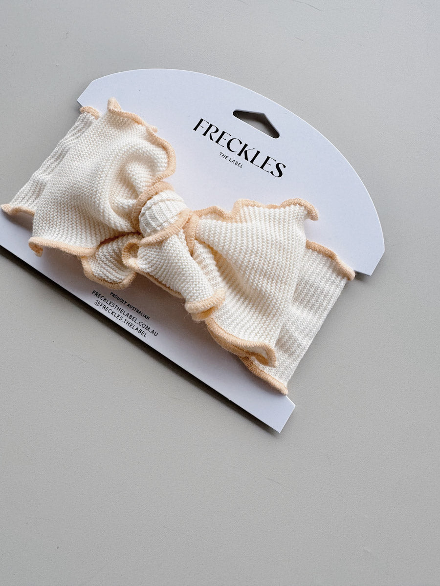 Knit Frill Baby Headband | Snow/Butter