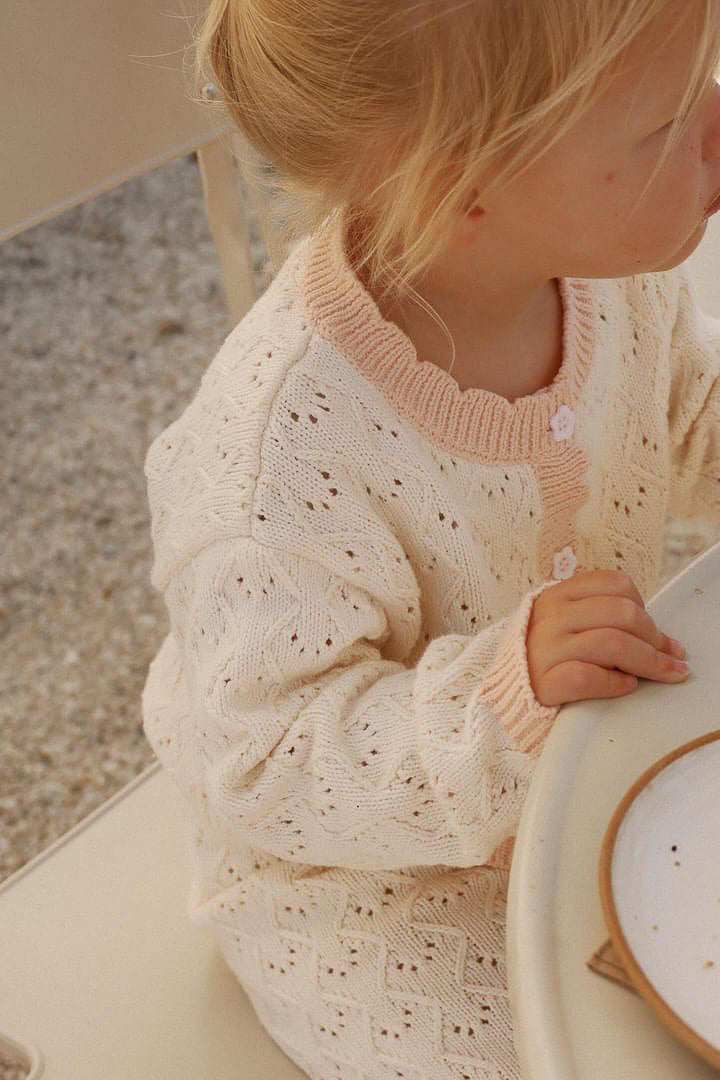 Mila Scollop Cardigan | Cream Blossom