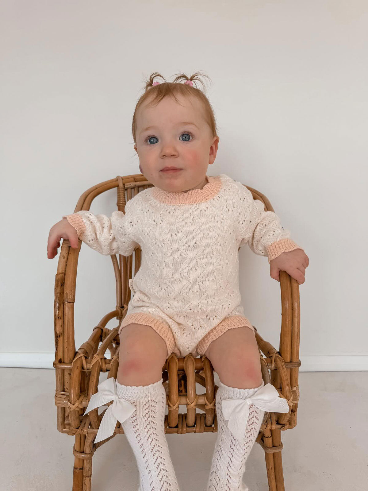 Mila Scollop Romper | Cream Blossom