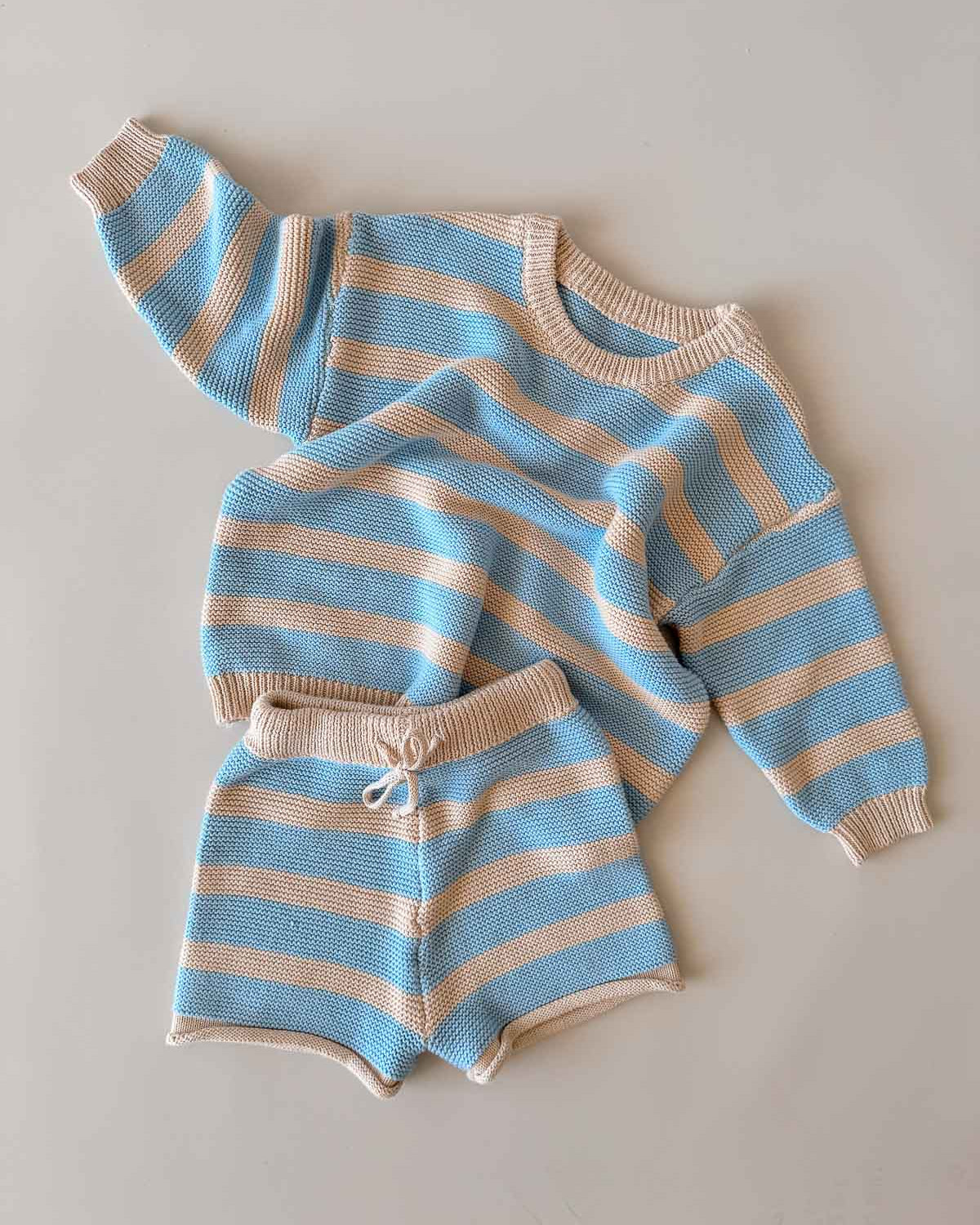 Cotton Knit Jumper | Sky Stripe