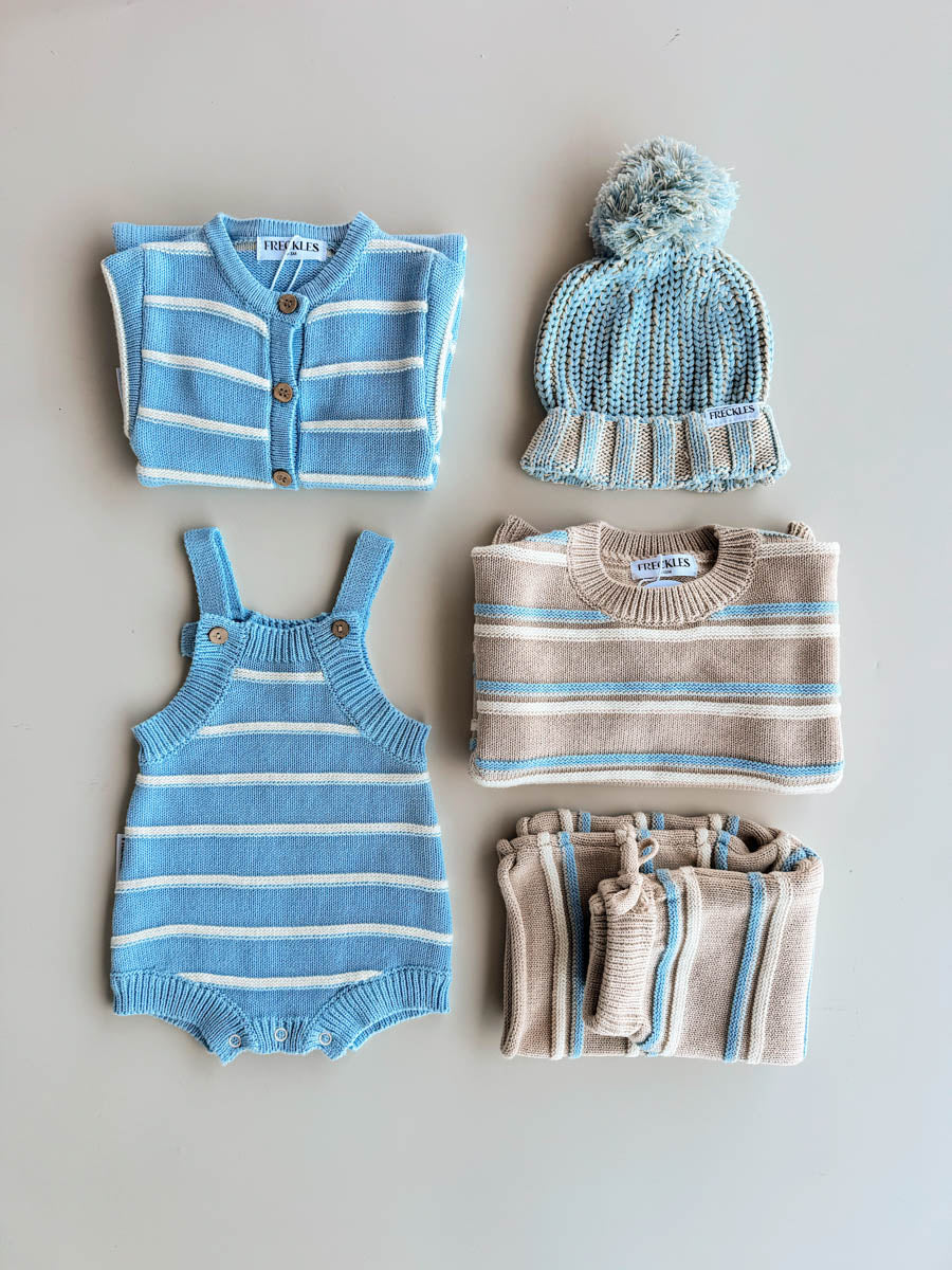 Raised Stripe Knit SET | Oat/Arctic/Snow