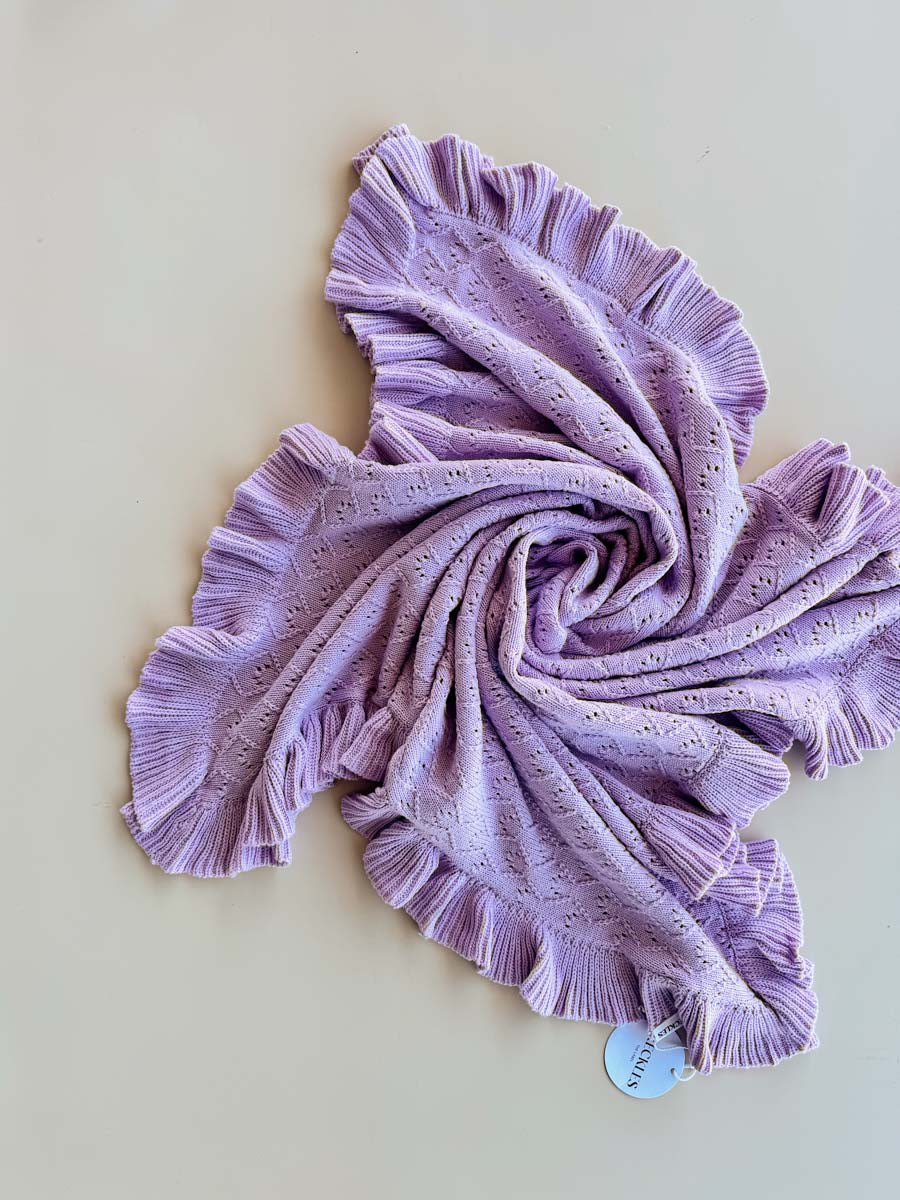 Mila Pointelle Frill Blanket | Aster