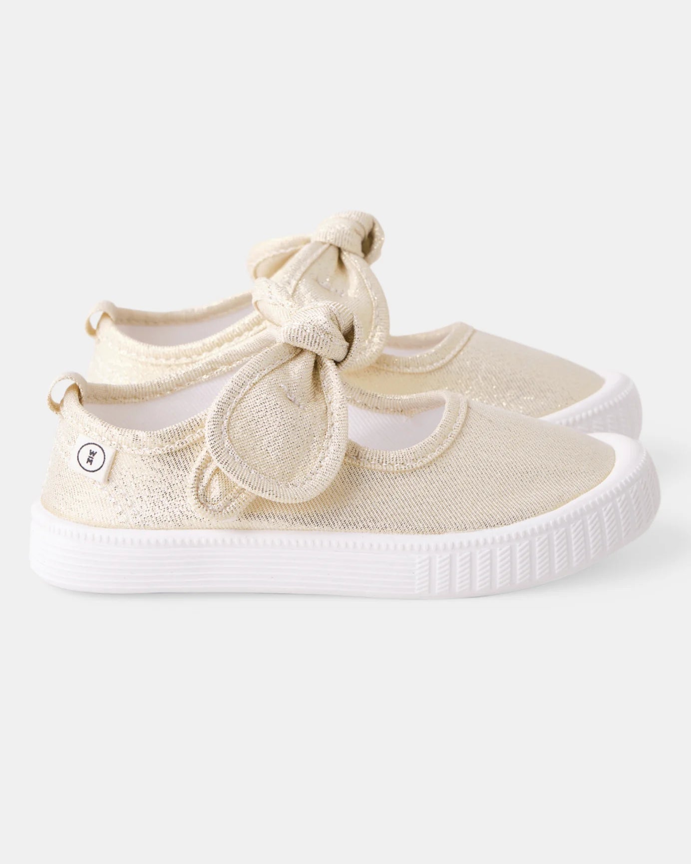 Millie Canvas Bow Shoes | Metallic Gold