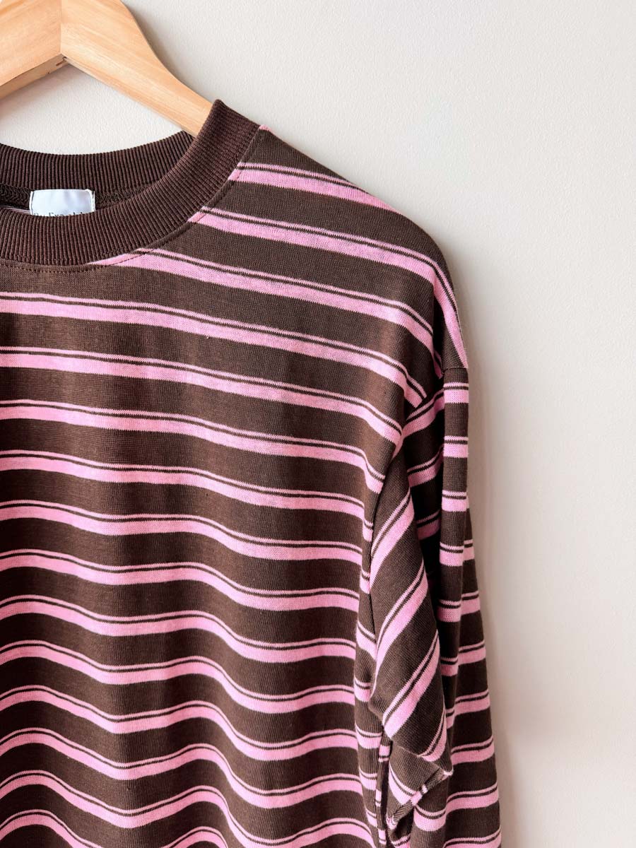 Womens LS Ribbed SET | Choc/Pink