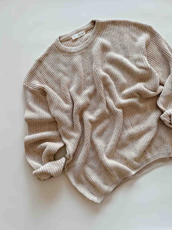 Adults Jamie Cotton Sweater | Latte Speck