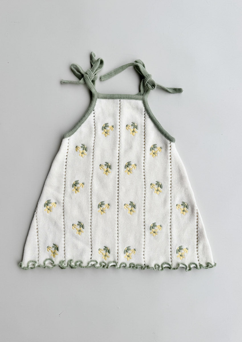 Bloom Pointelle Tie Dress | Snow/Sage