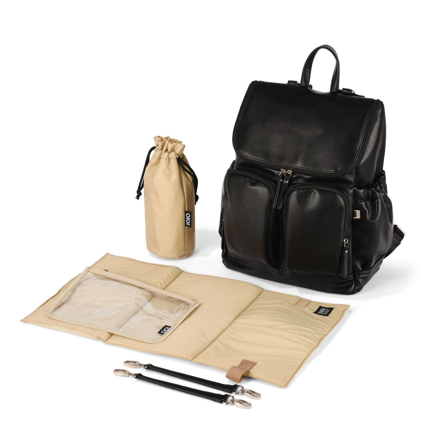 Nappy Backpack l Black Dimple Vegan Leather