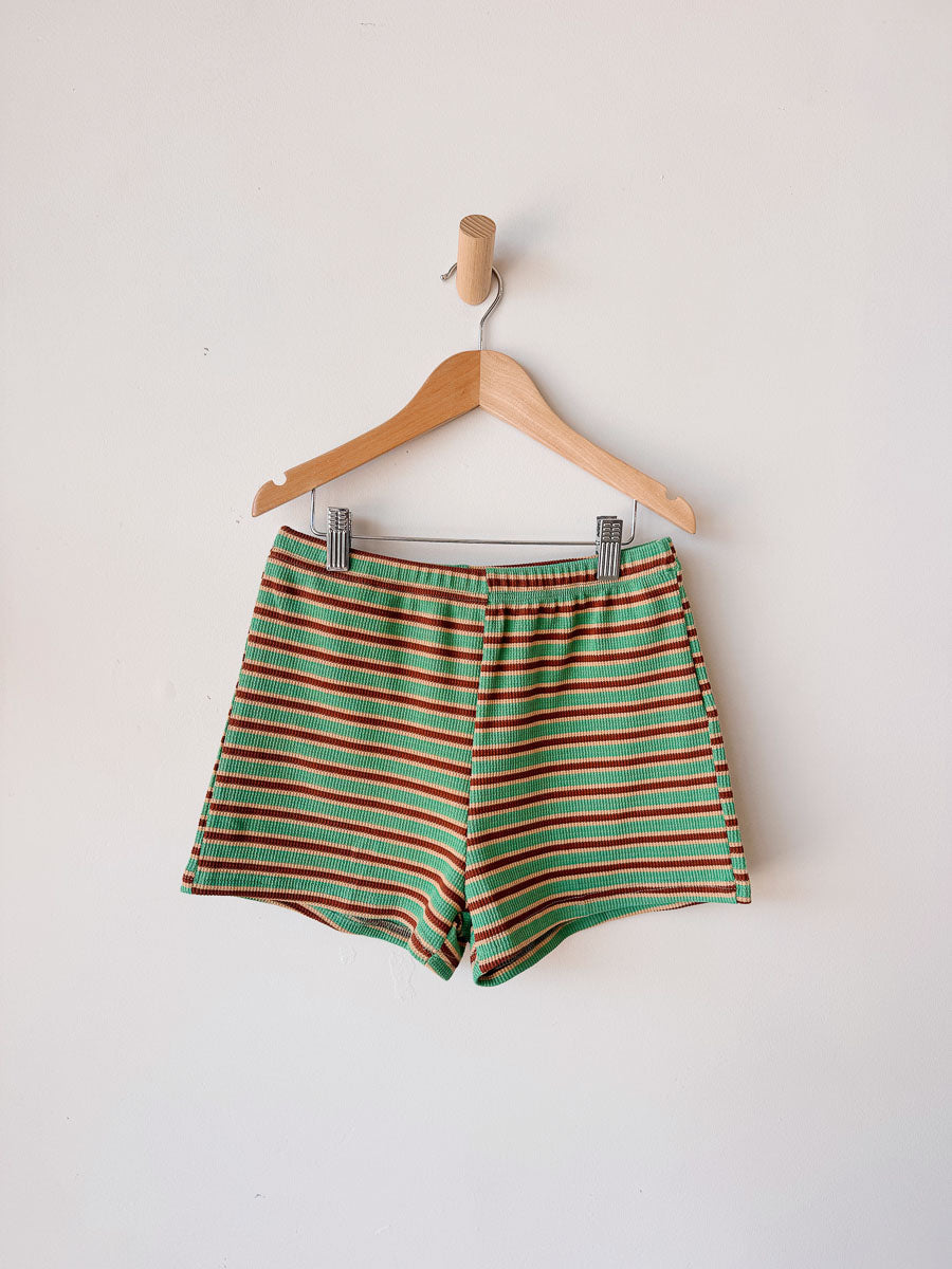 Women's Ribbed Mini Shorts | Green/Brown