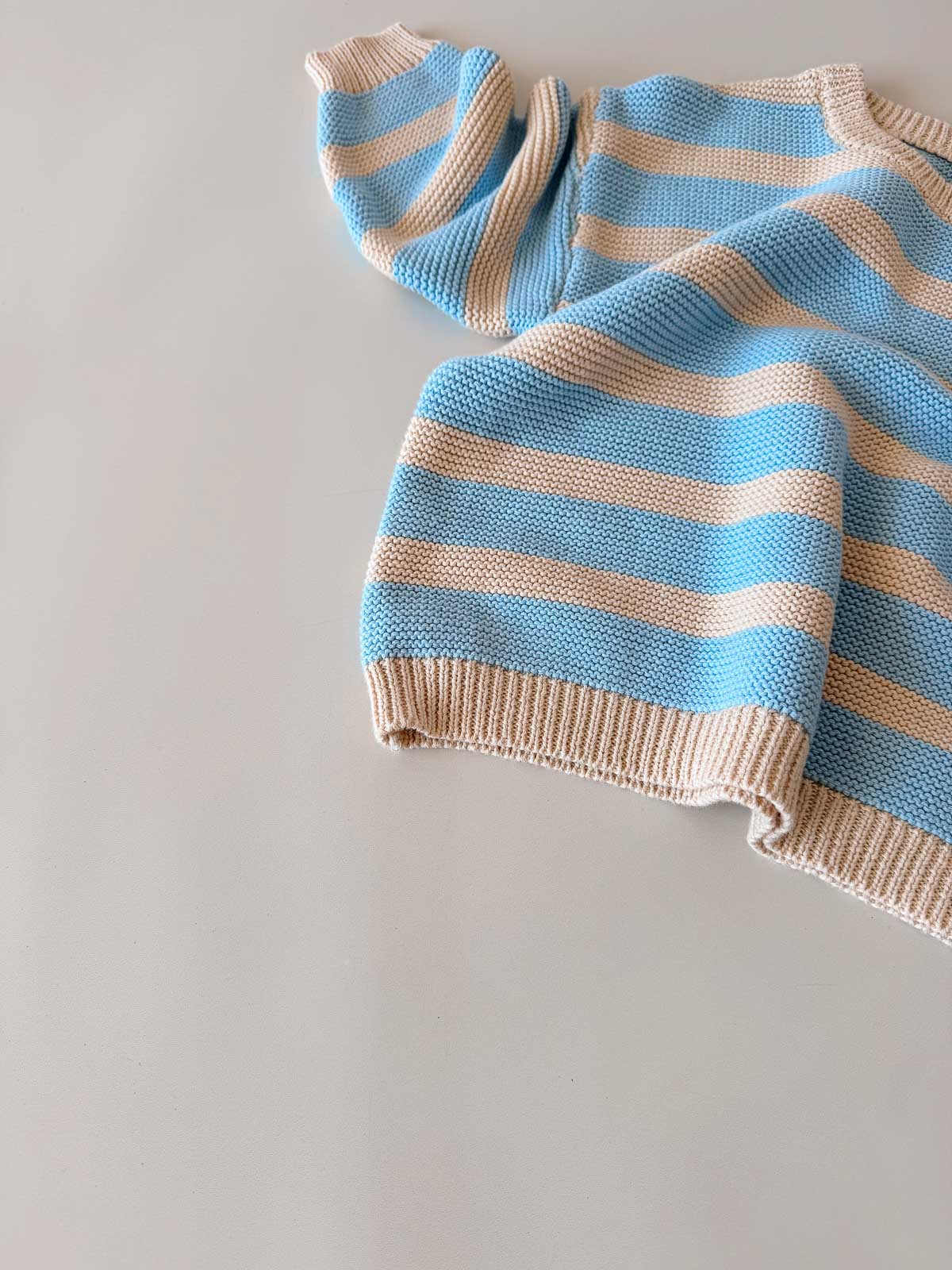 Cotton Knit Jumper | Sky Stripe