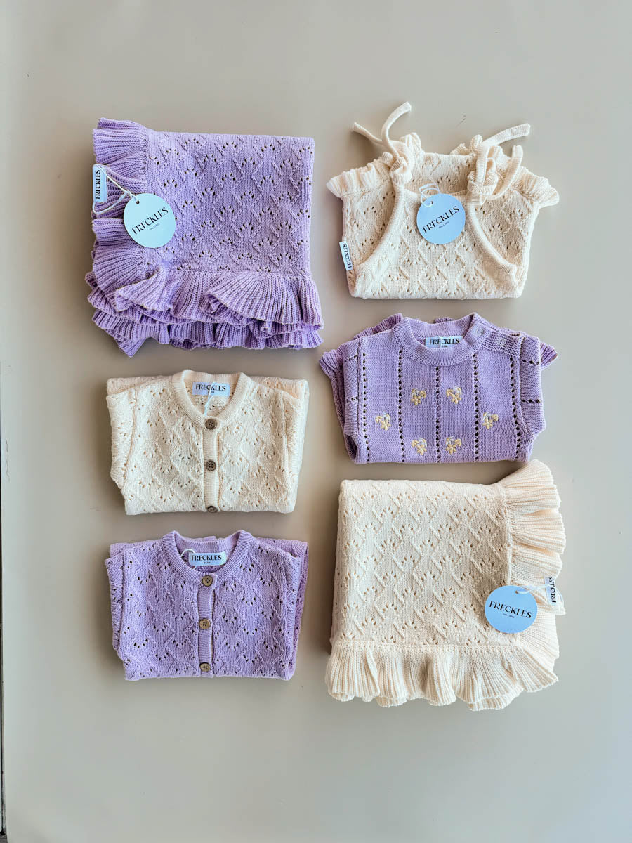 Mila Pointelle Frill Blanket | Aster