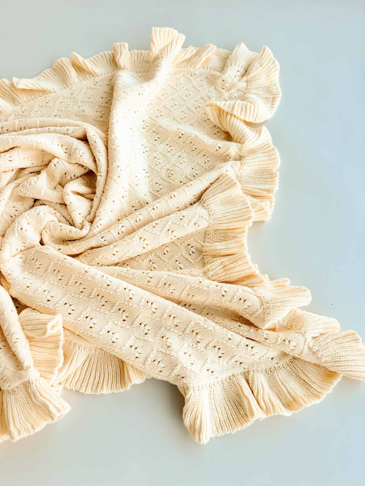 Mila Pointelle Frill Blanket | Butter
