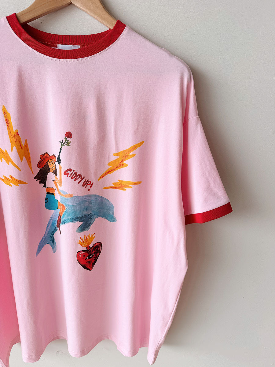 Womens SS Tee | Giddy Up Pink/Red