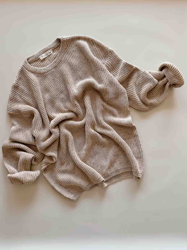 Adults Jamie Cotton Sweater | Latte Speck