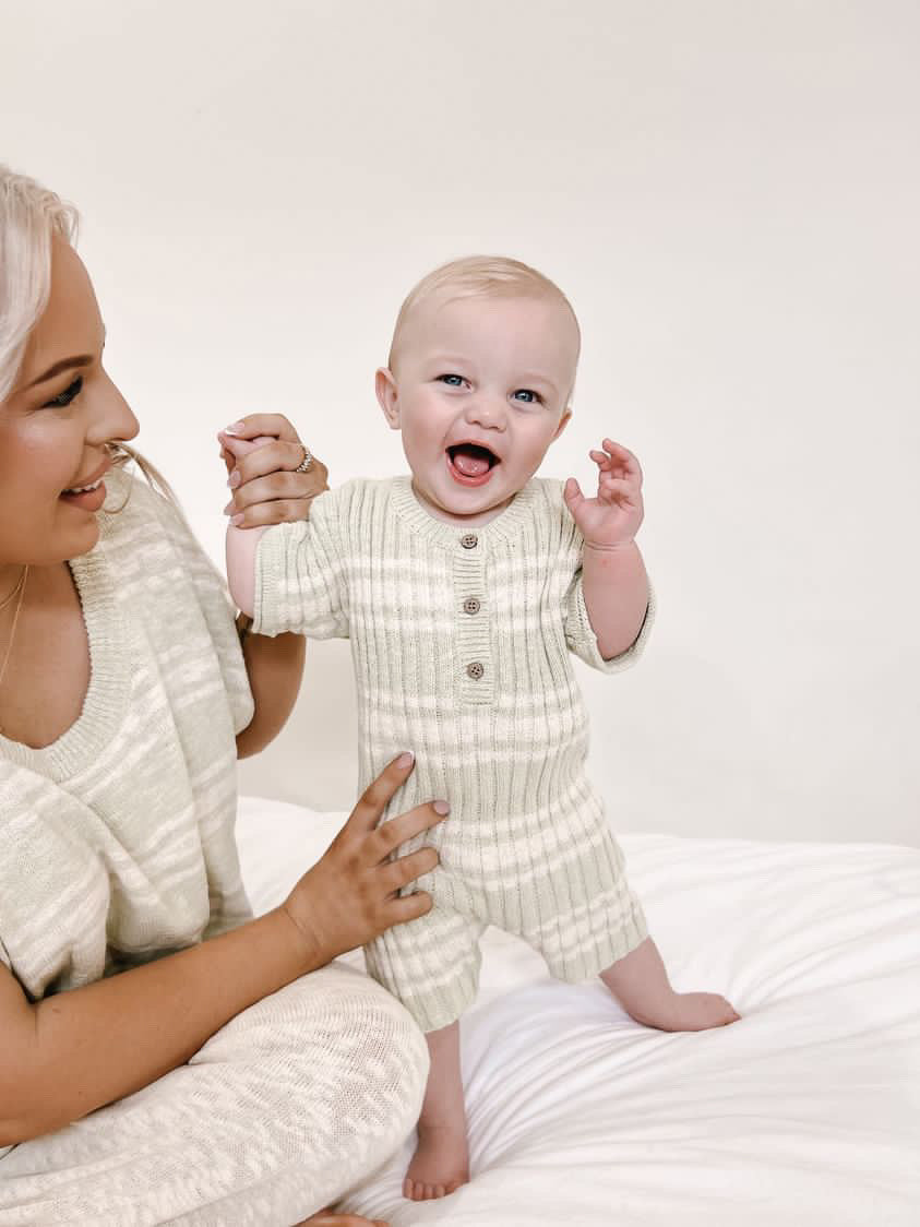 Billie Slim Rib Romper | Honeydew