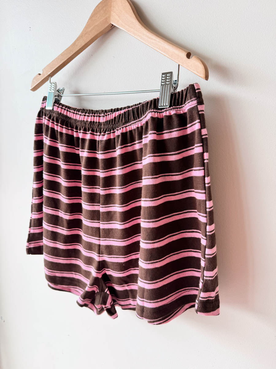 Womens LS Ribbed SET | Choc/Pink