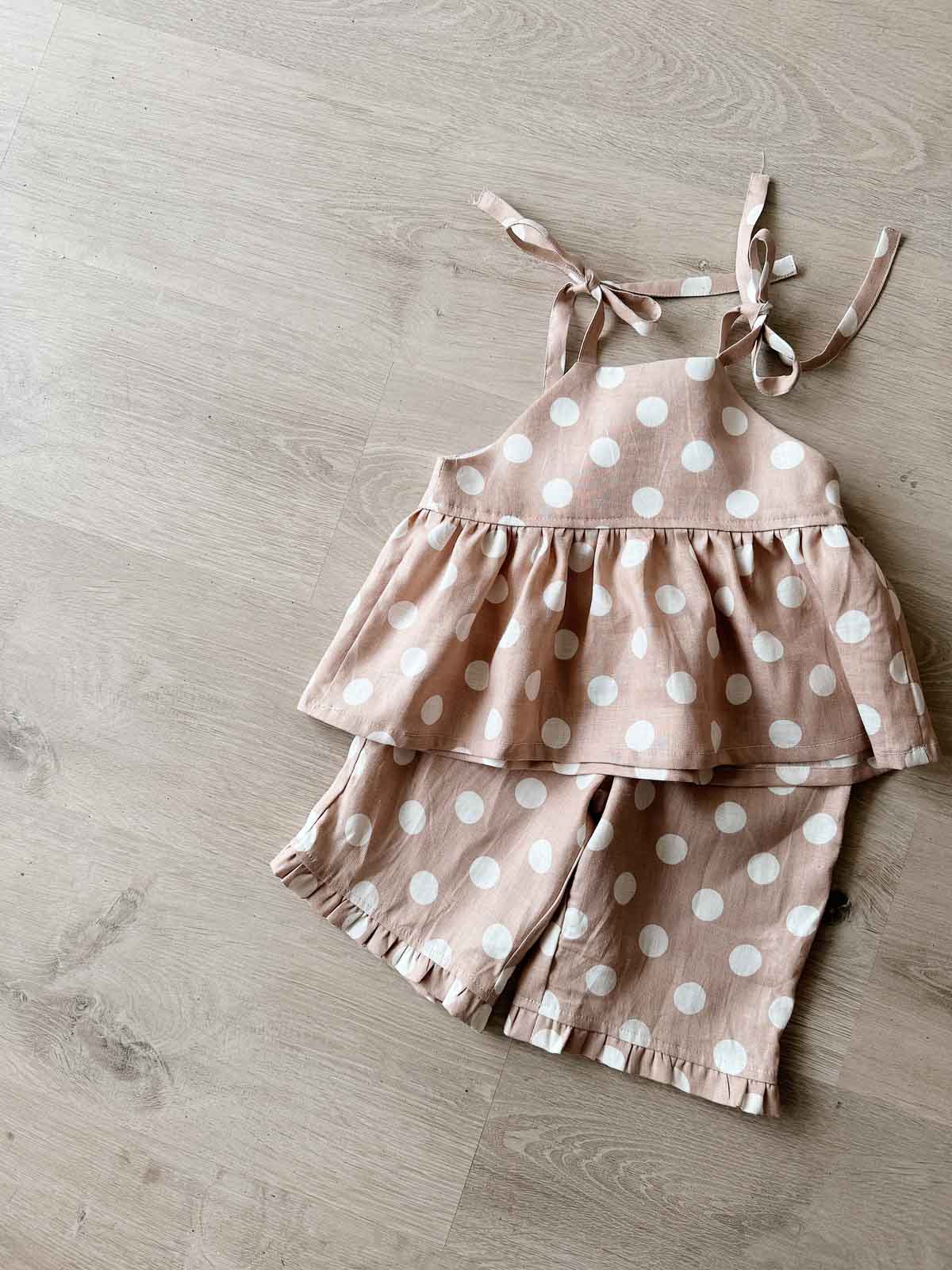 Pre-Order | Linen Frill Polka Dot Culottes | Handmade