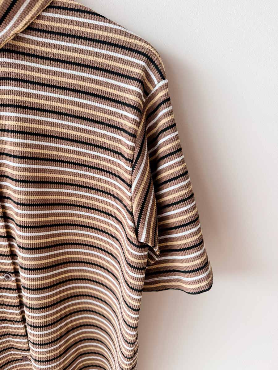 Womens SS Ribbed Shirt | Mocha/Yellow