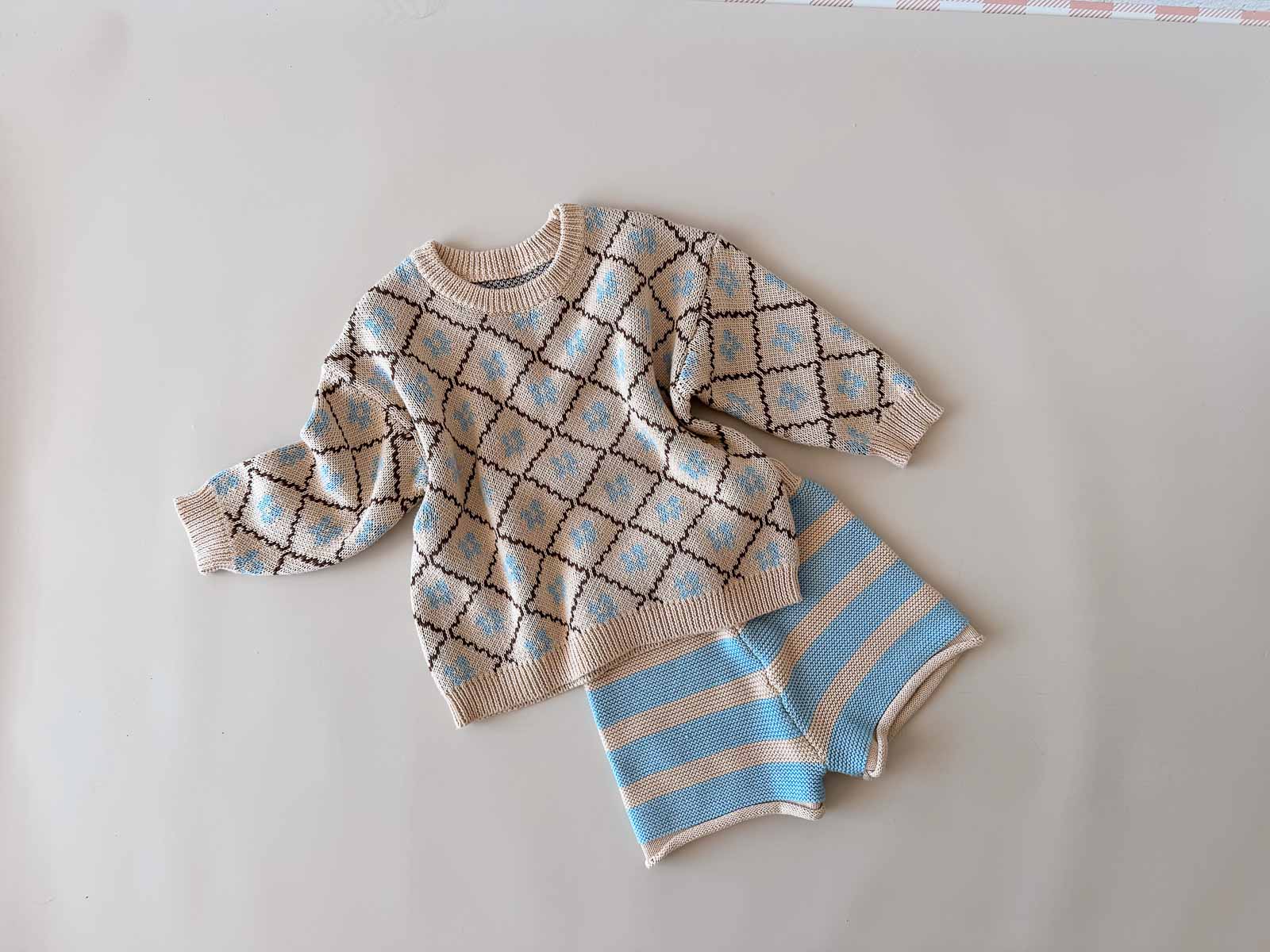 Cotton Knit Shorts | Sky Stripe