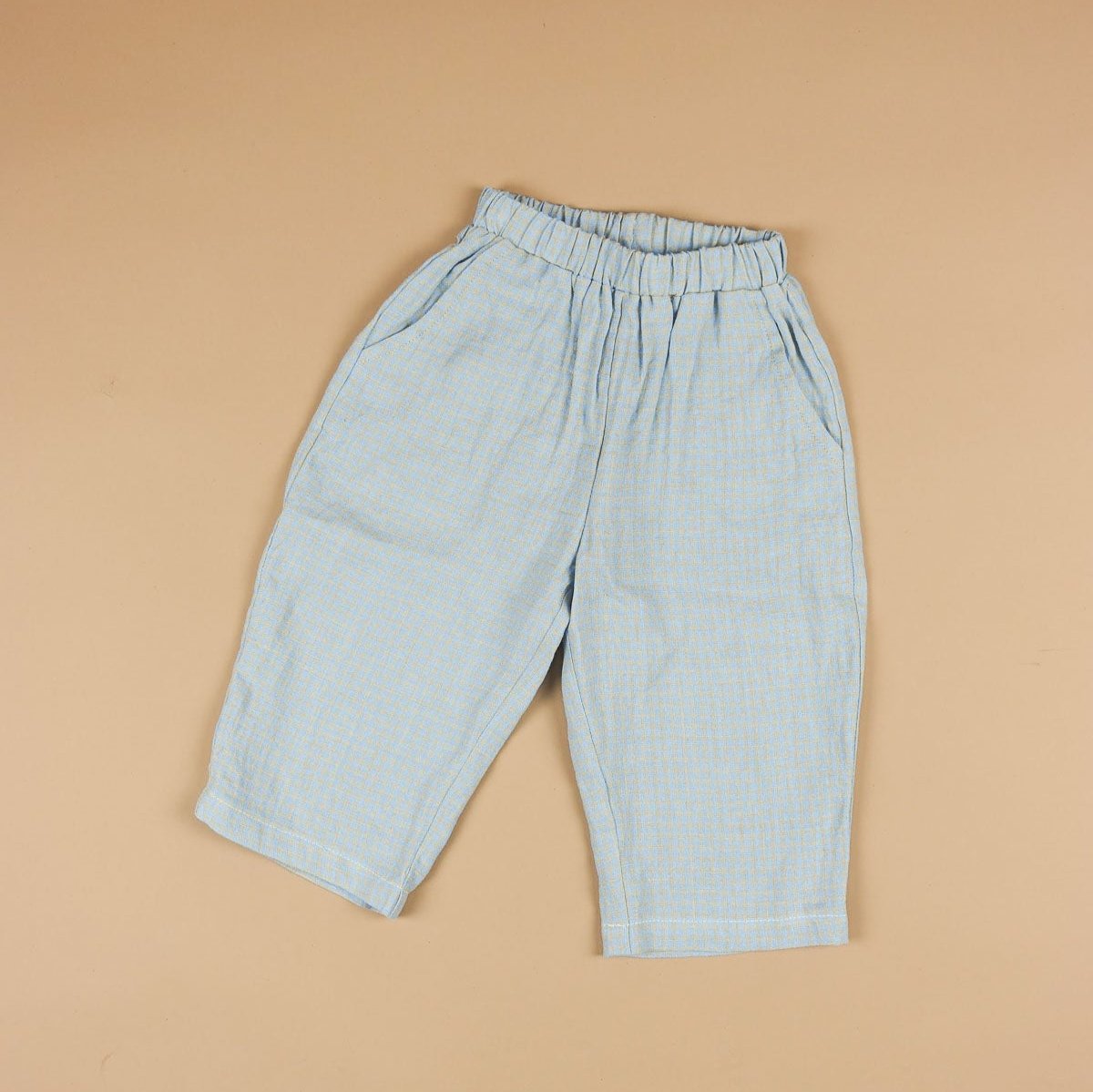 Bobbie Linen Unisex Pants | Seafoam Gingham
