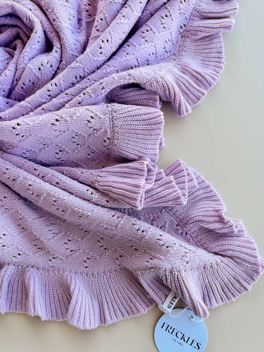 Mila Pointelle Frill Blanket | Aster