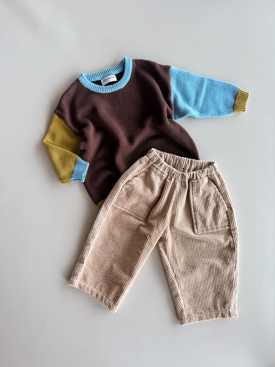 Cotton Knit Jumper | Brown/Blue/Green