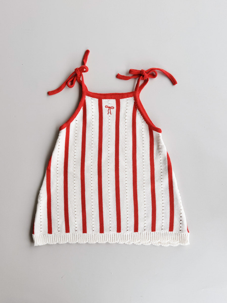 Pre-Order Pointelle Knit Girls Tie Dress | Bow