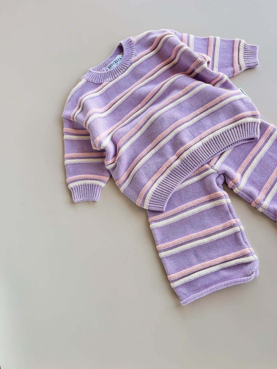 Raised Stripe Knit SET | Aster/Sweetpea/Snow
