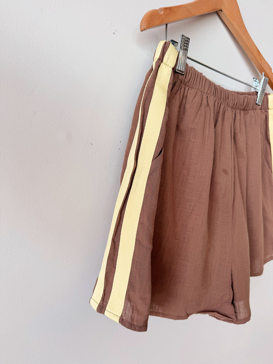 Women's Shorts | Chocolate/Yellow Racer Stripe