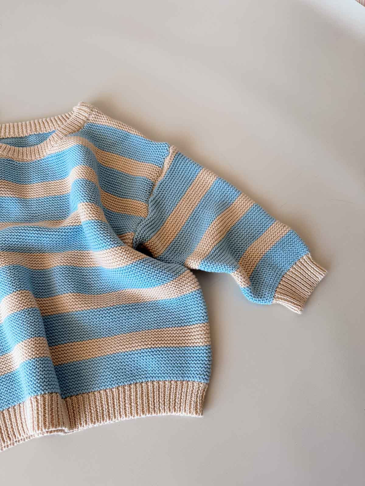 Cotton Knit Jumper | Sky Stripe
