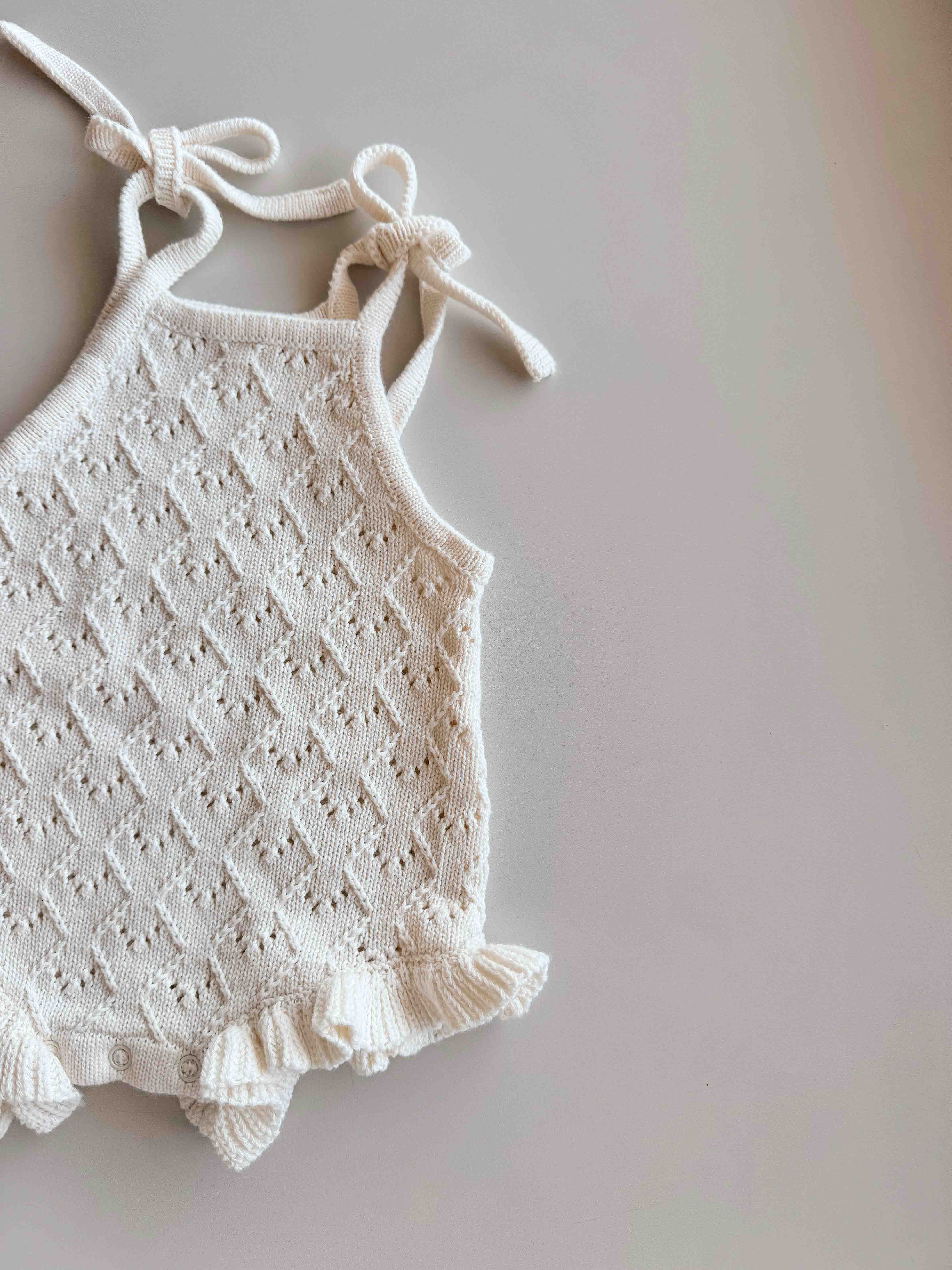 Mila Pointelle Tie Romper | Snow