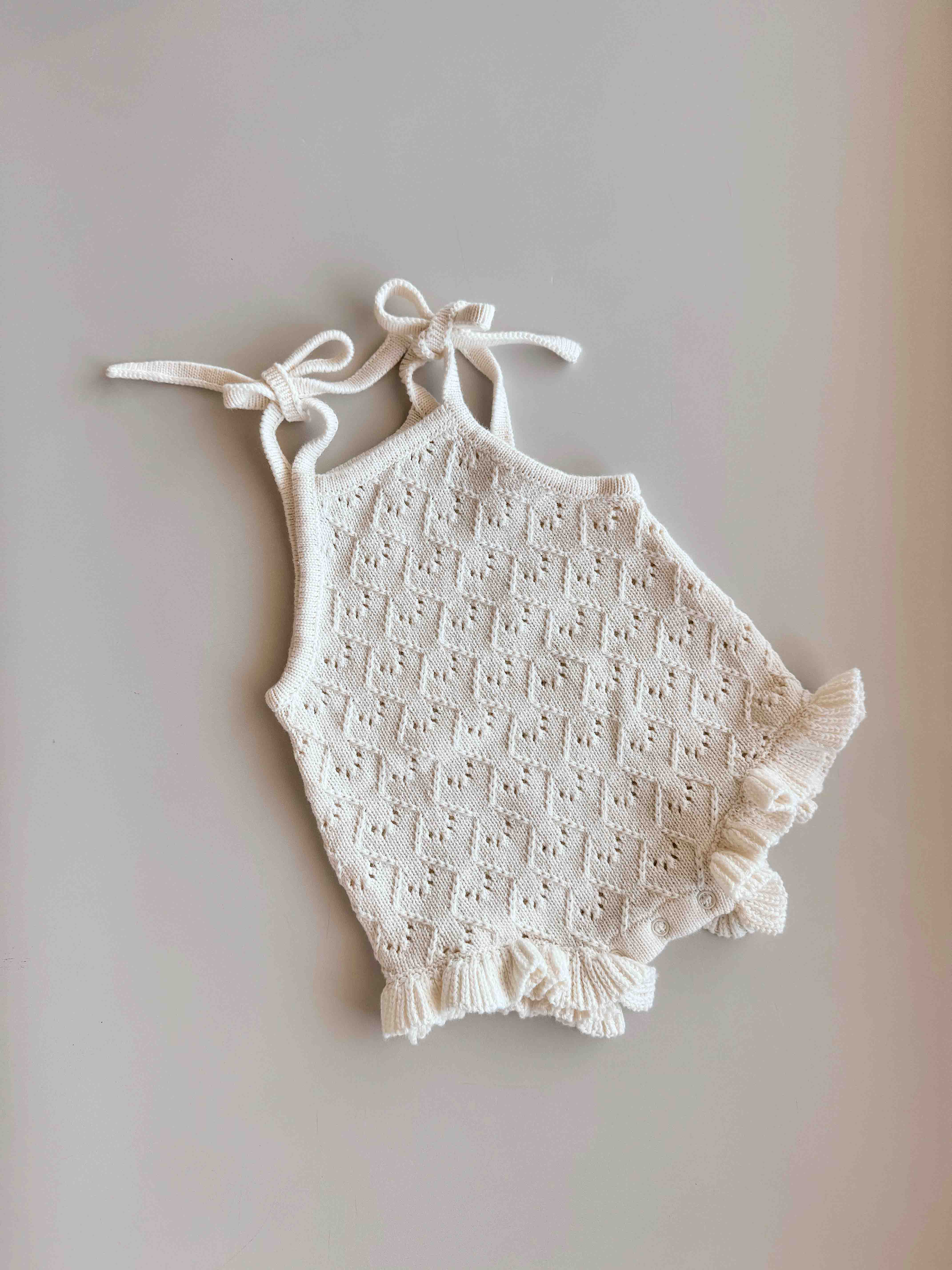 Mila Pointelle Tie Romper | Snow