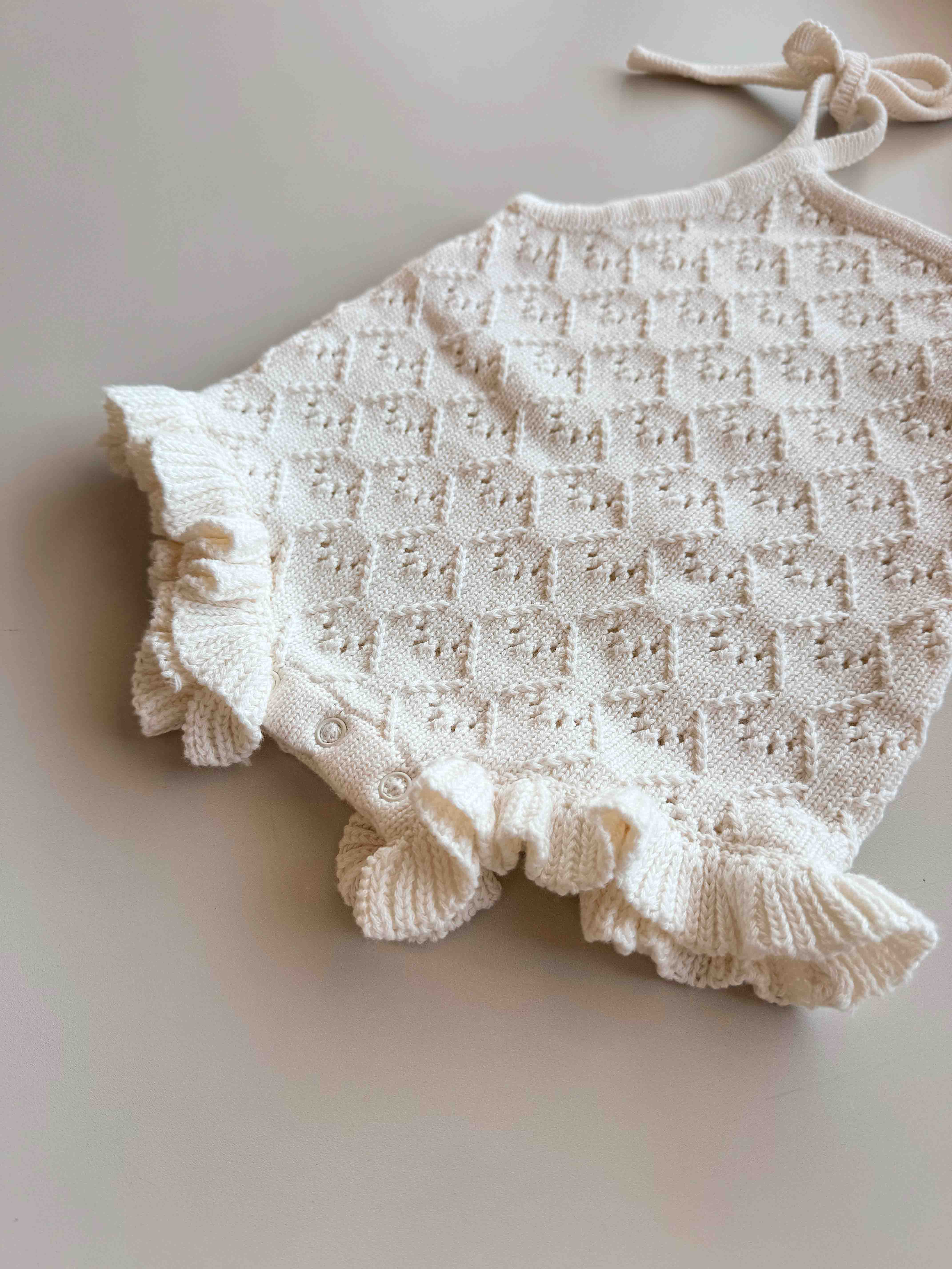 Mila Pointelle Tie Romper | Snow