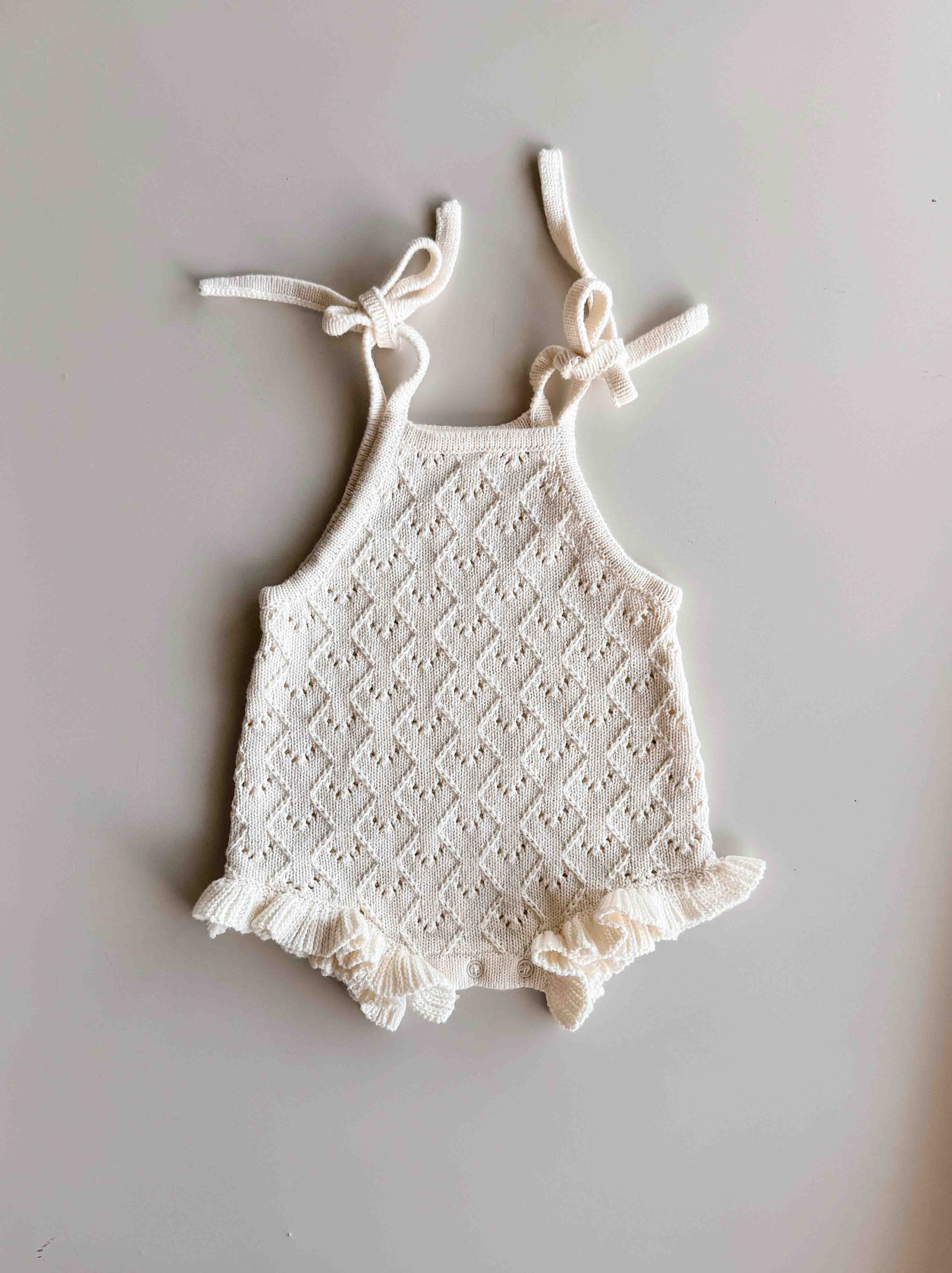 Mila Pointelle Tie Romper | Snow