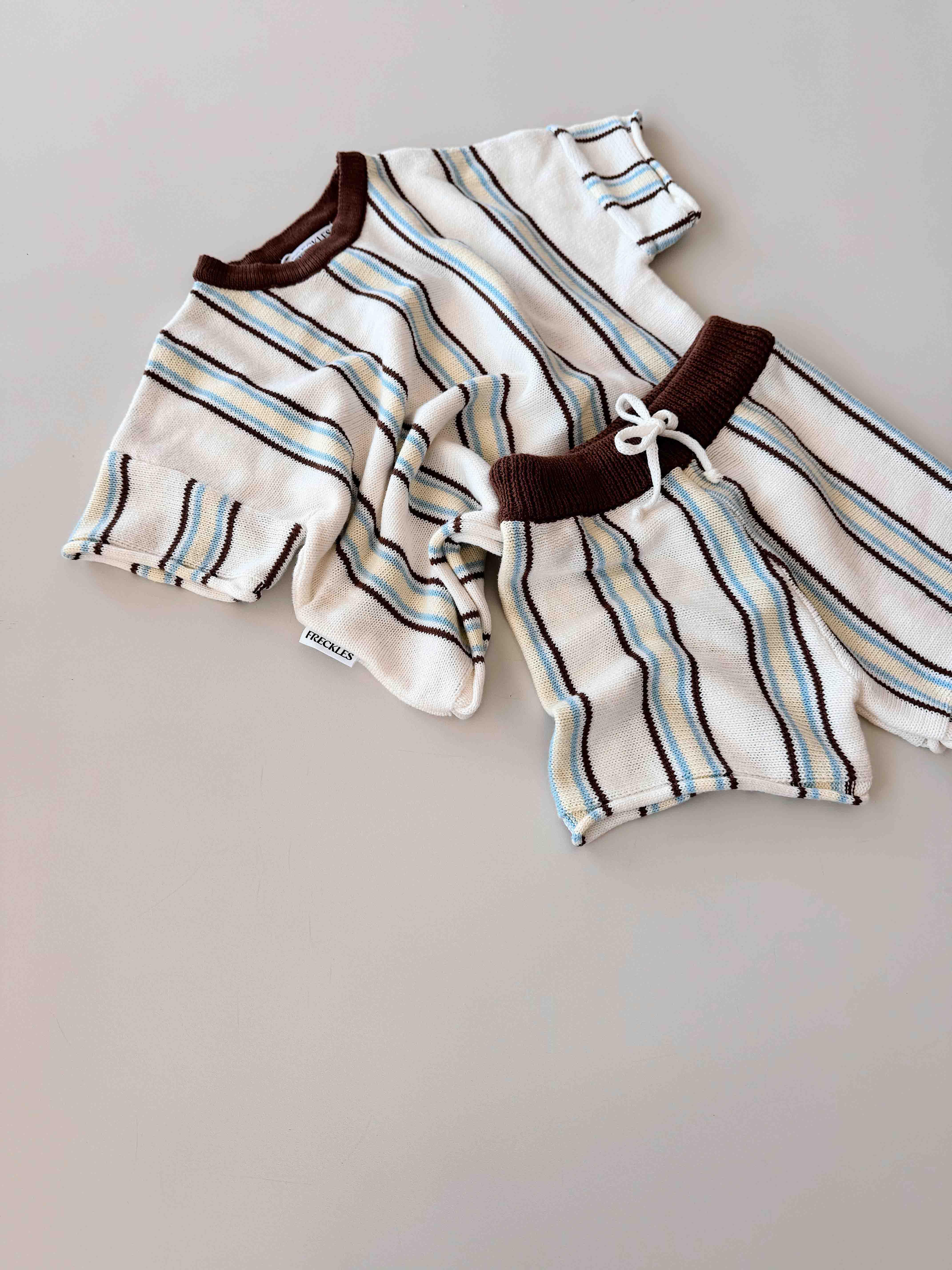Retro Stripe Knit SET | Azure