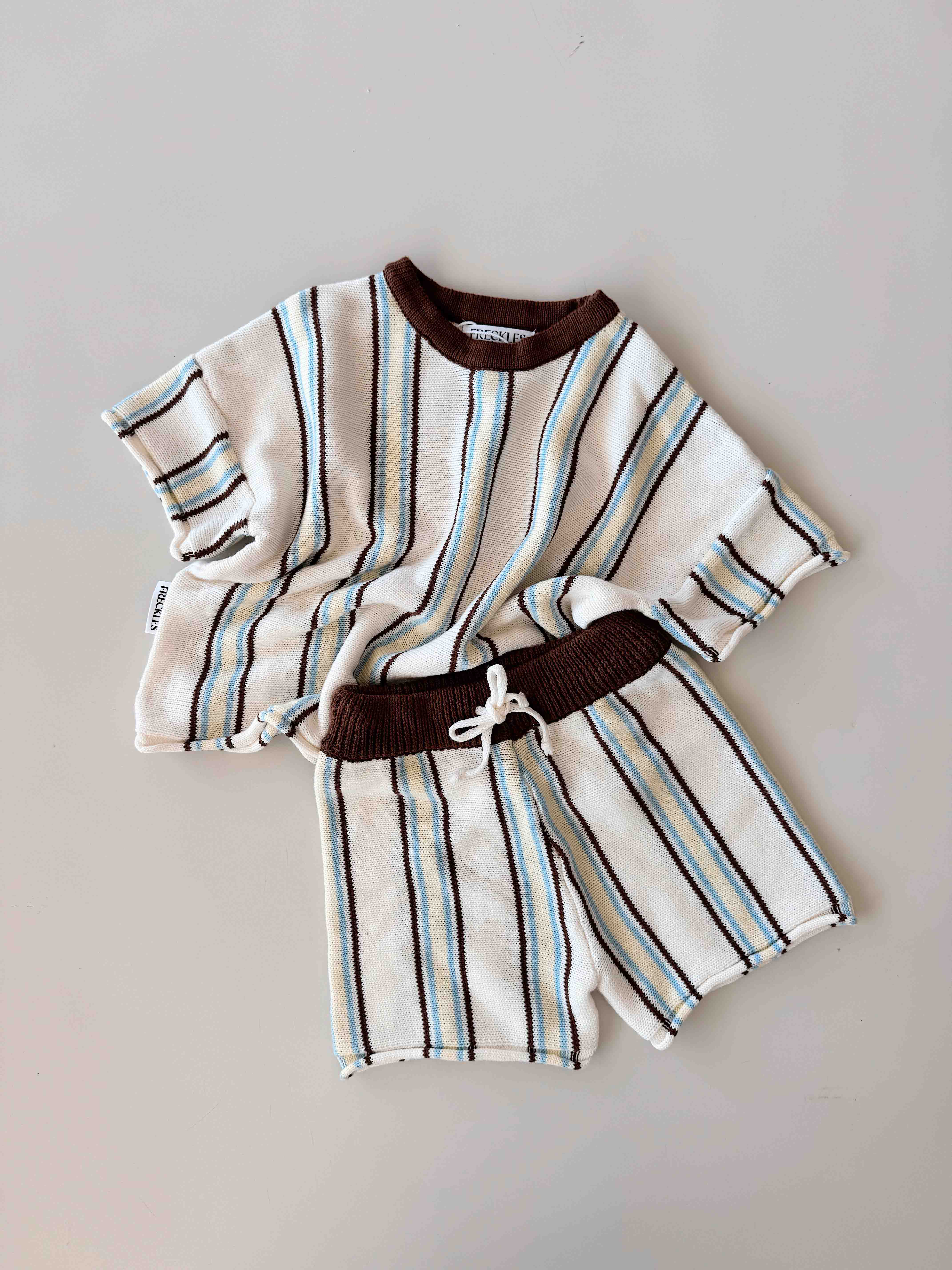 Retro Stripe Knit SET | Azure