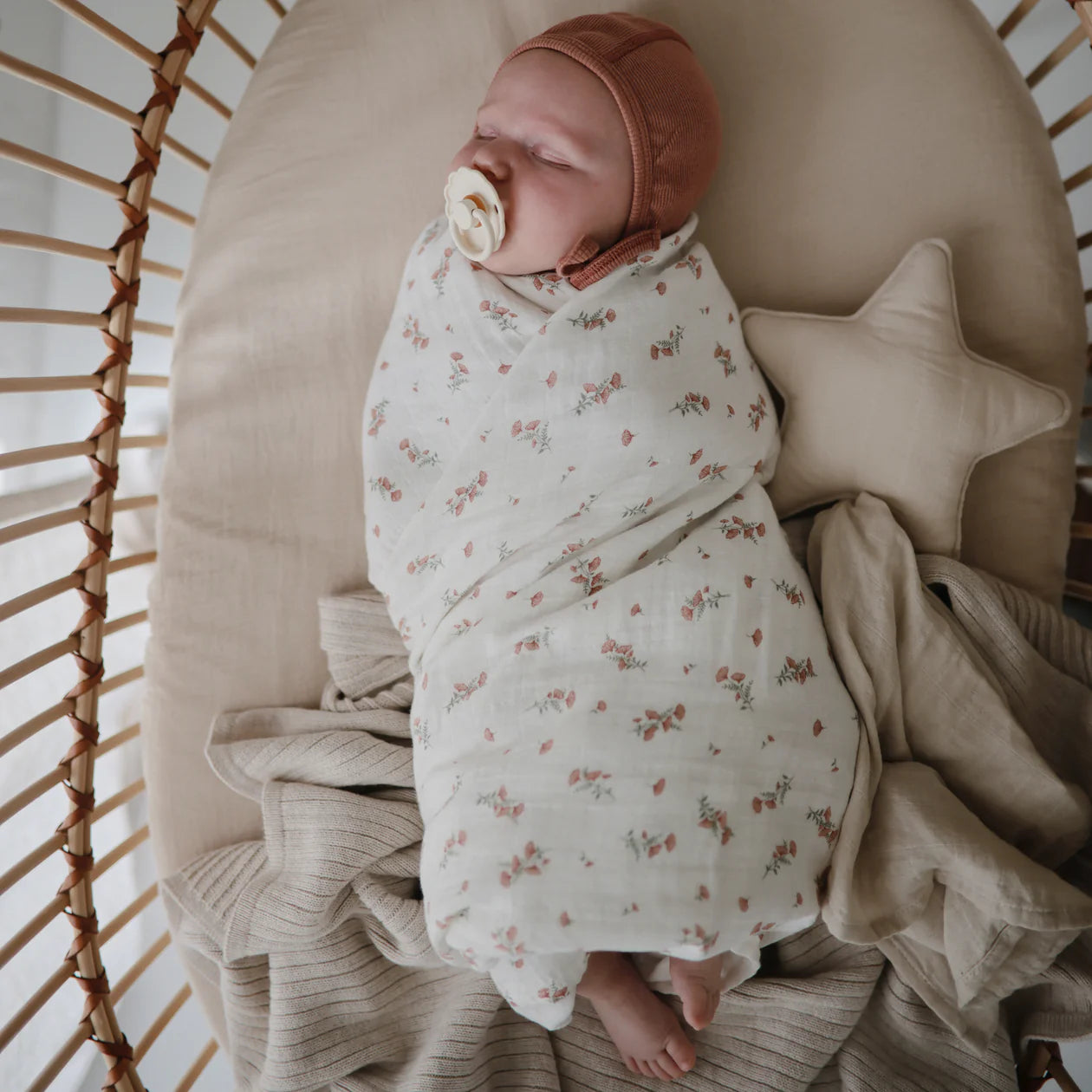 Organic Cotton Swaddle | Pink Flowers