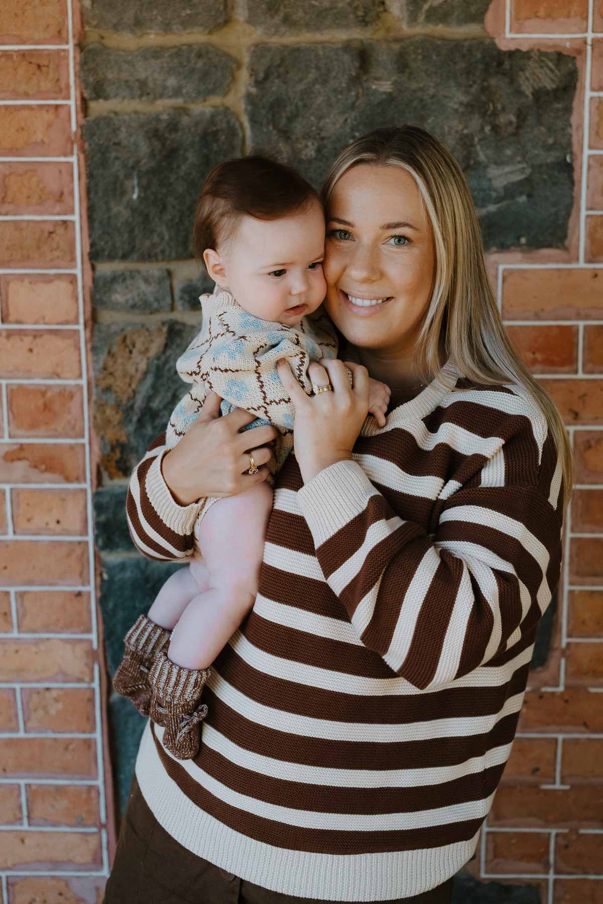 Cotton Womens Jumper | Chocolate Stripe
