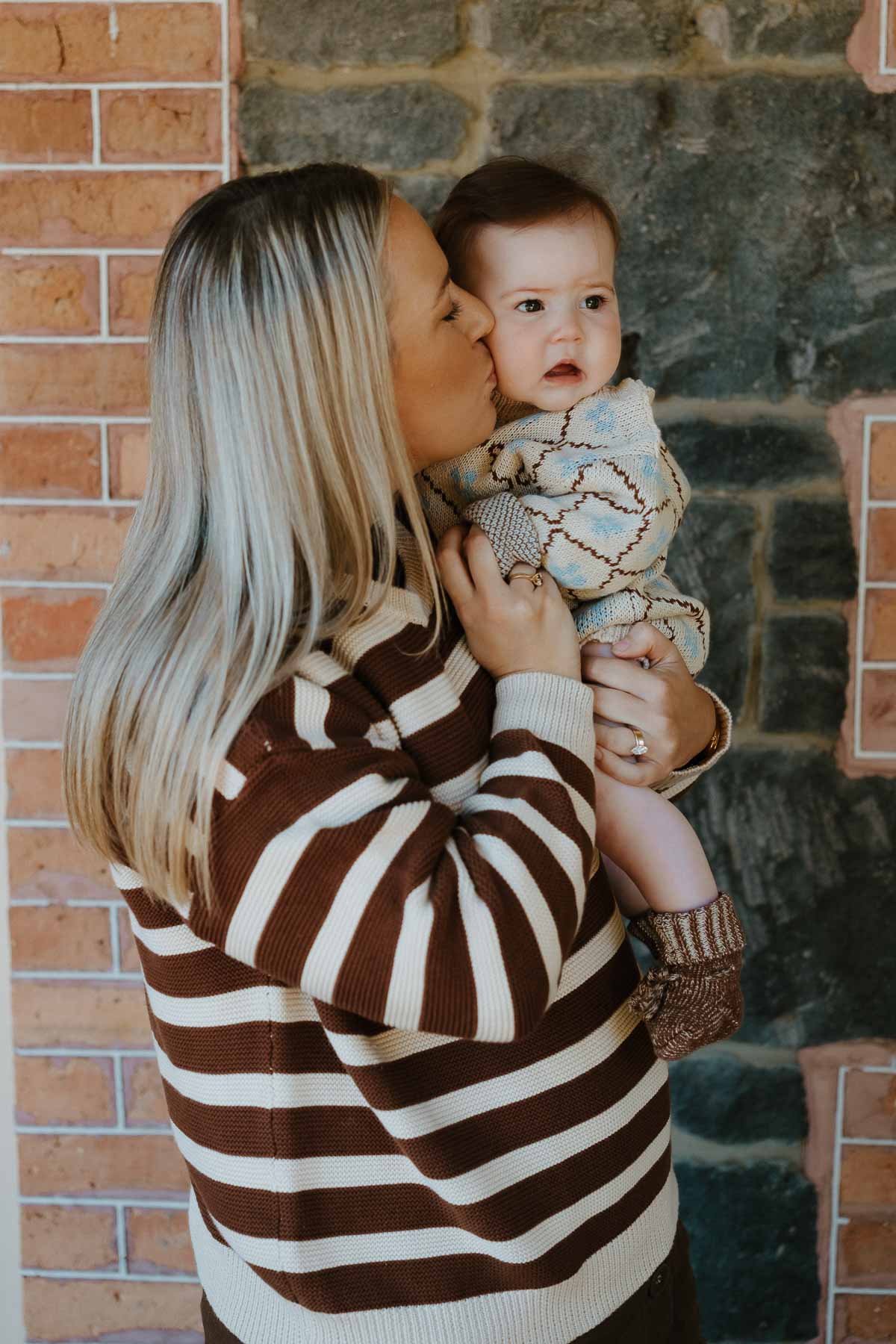 Cotton Womens Jumper | Chocolate Stripe